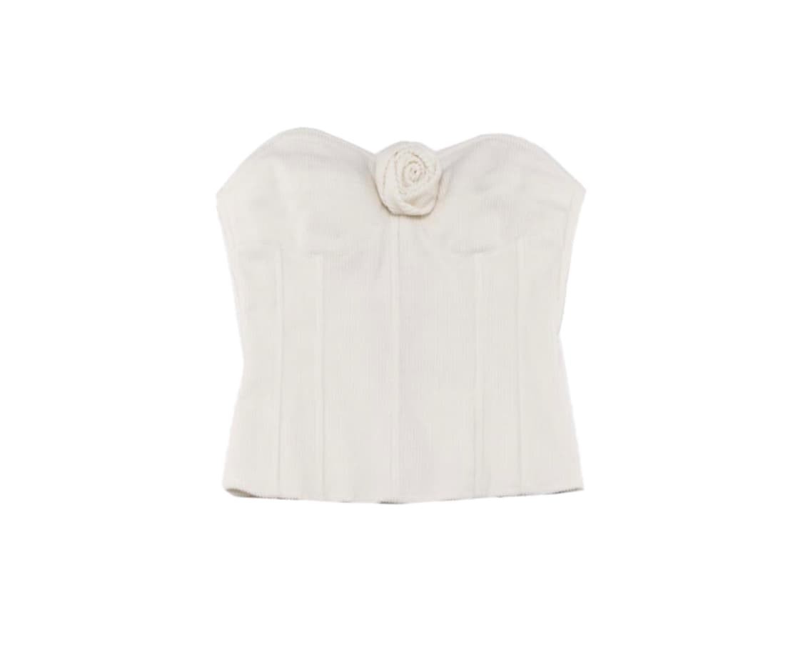 2000아카이브 Corduroy TubeTopwithRoseCorsage 상품이미지3