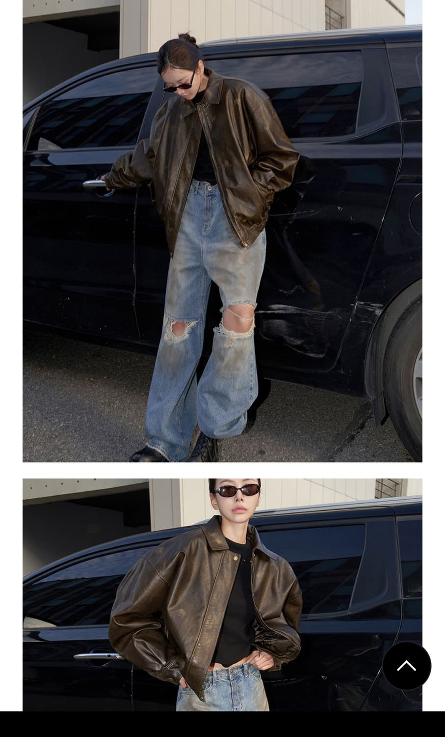 새상품) ranger 랑거 크랙 워싱 레더 자켓 블랙 상품이미지2