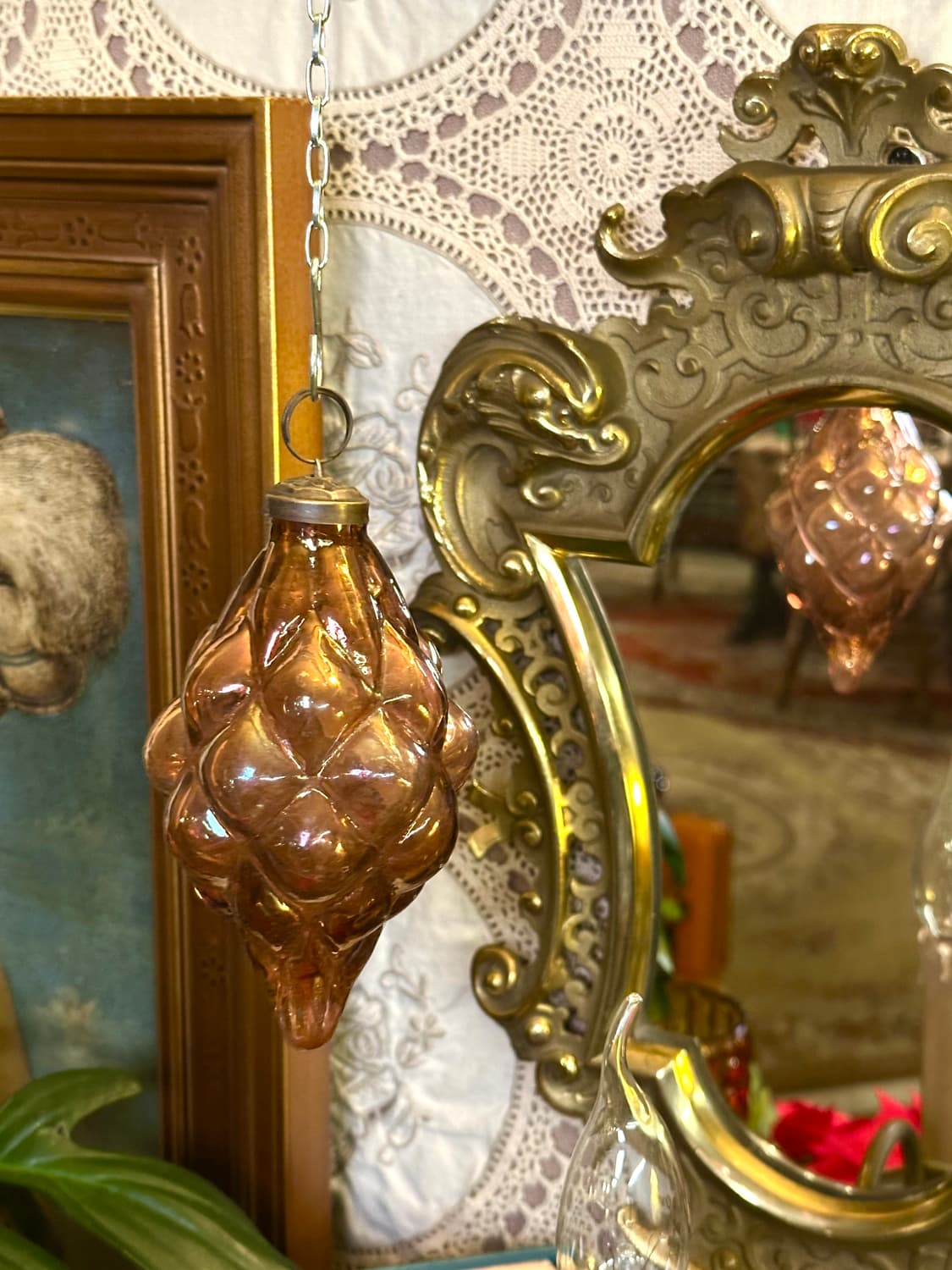 독일 앤틱 아트글라스 핸드블로운 크리스마스 트리 오너먼트(쿠퍼색) 상품이미지4