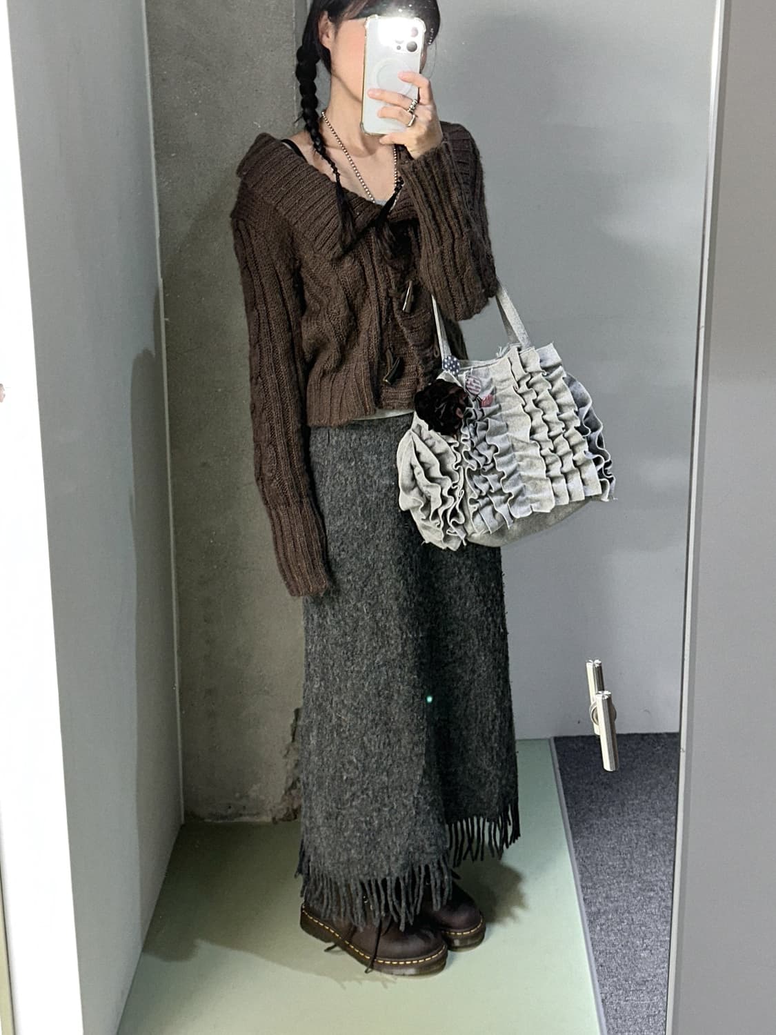 brown collar duffle short cardigan 상품이미지6