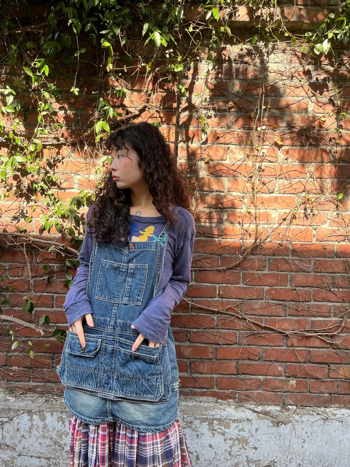 빈티지 데님 멀티 포켓 레이어드 원피스 상품이미지4