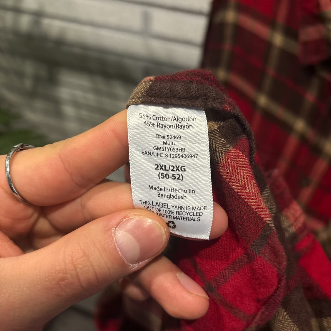 USA VINTAGE 타탄체크 헤비 플란넬 셔츠 워크포켓 디테일 레드 상품이미지7