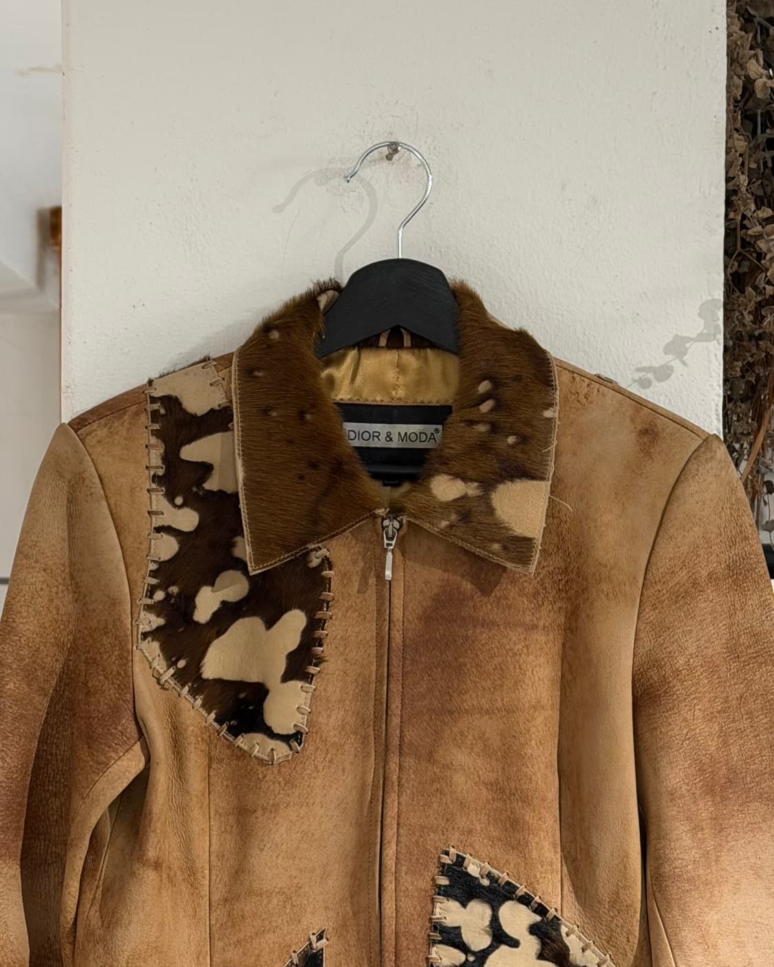 빈티지 브라운 패치워크 레더 자켓 상품이미지4