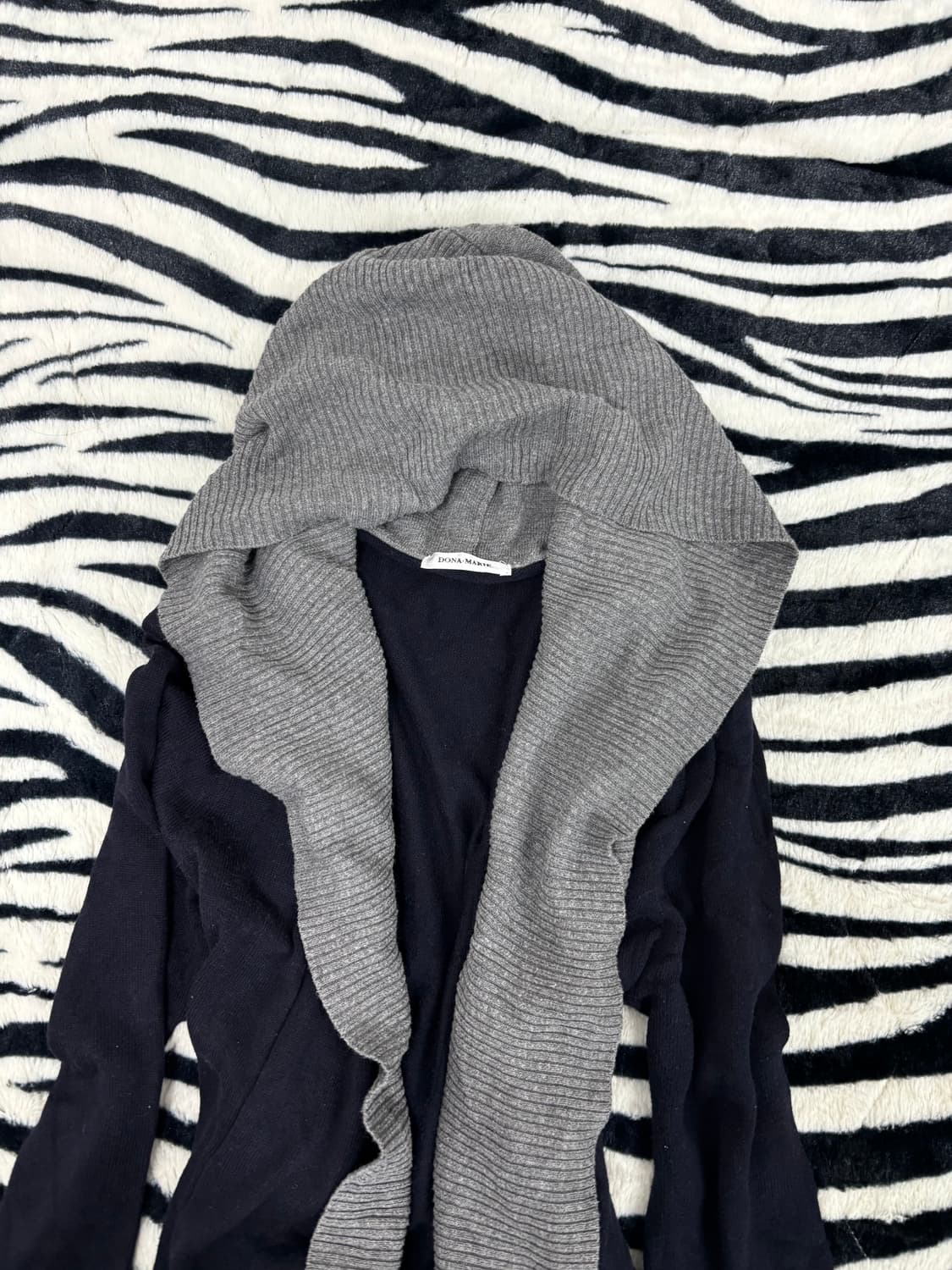 Grey Hoodie Cardigan Layered Navy Cardig 상품이미지9