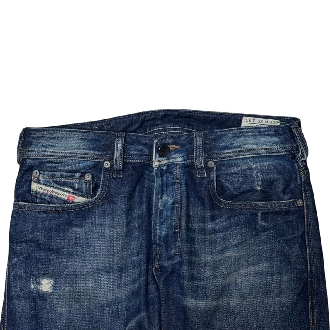 디젤 자티니 딥블루 데미지 워싱 플레어 세미 부츠컷 데님팬츠 상품이미지5