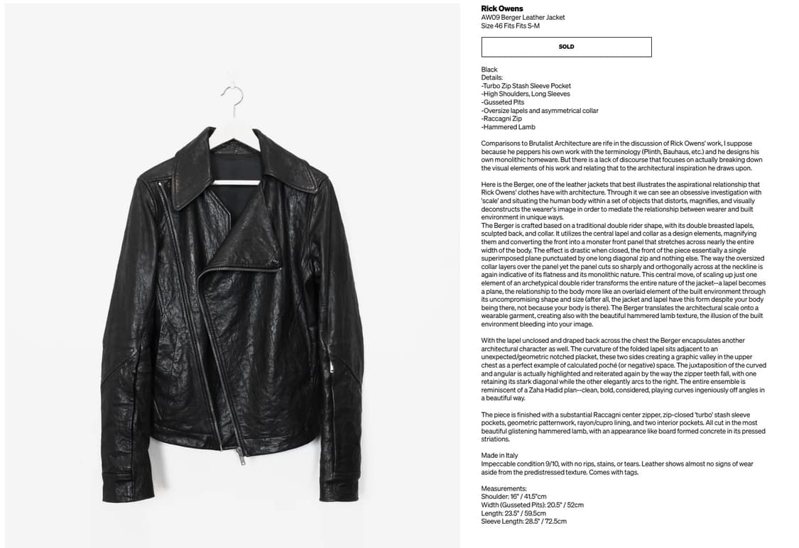 릭오웬스 09FW "CRUST" Berger 레더 자켓  상품이미지8