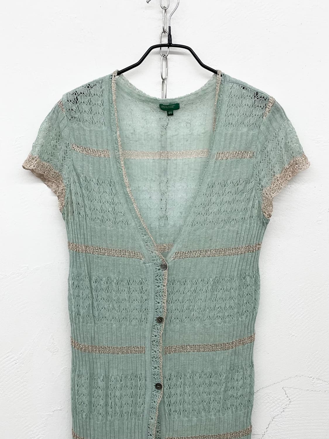 베네통 민트 크로셰 버튼 탑 상품이미지5