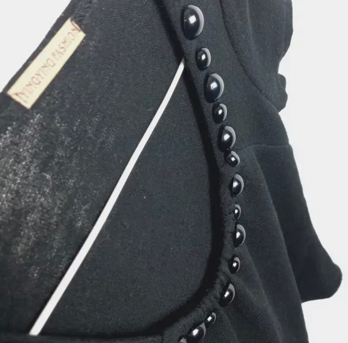 YINGYING 블랙 비즈 니트 반팔 티셔츠 상품이미지3