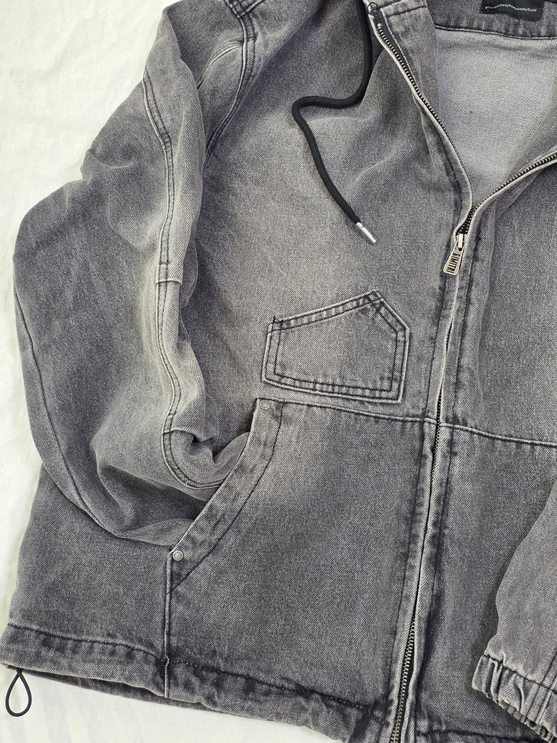 디미트리블랙 워싱 데님 후드 집업 자켓 상품이미지3