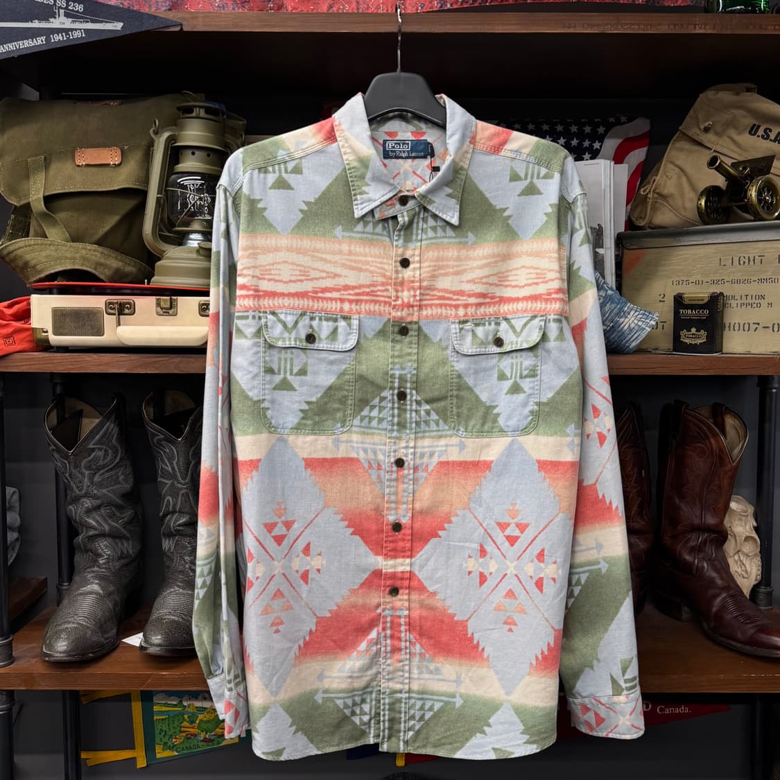 폴로 랄프로렌 네이티브 아즈텍 패턴 인디안 셔츠 N127 상품이미지1