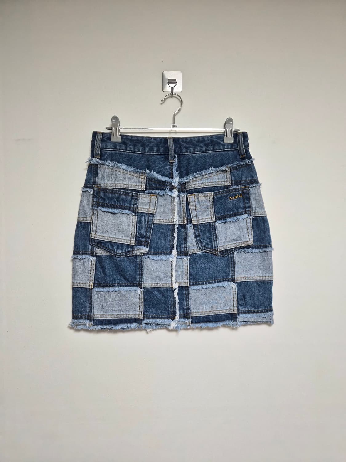 엑스걸Xgirl Y2K 블록패치 데님 스커트 M사이즈 P-69 상품이미지2