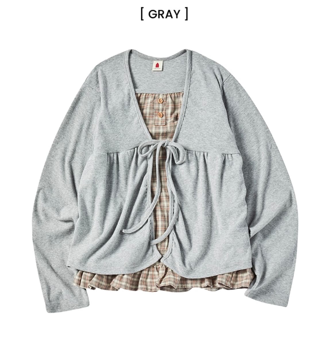 꼬모니노즈 체크 레이어드 가디건 모리걸 상품이미지1