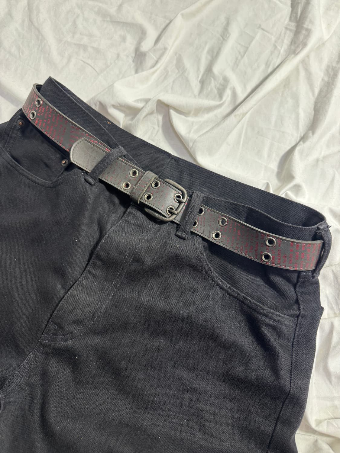 빈티지 밀리터리 텍스트 레더 벨트 상품이미지1