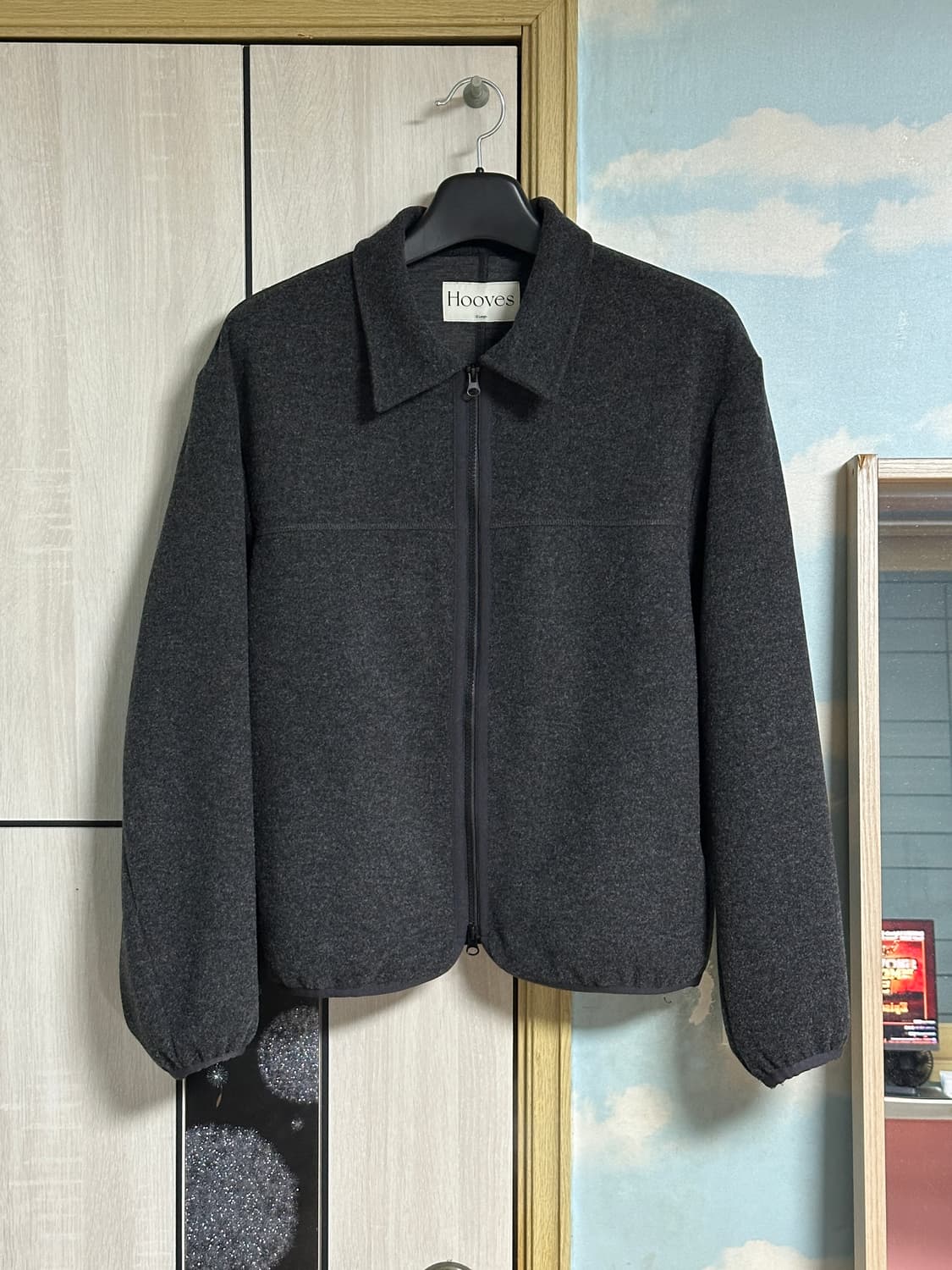 (XL) 후브스 패널 플리스 카라 집업 [차콜] 상품이미지2