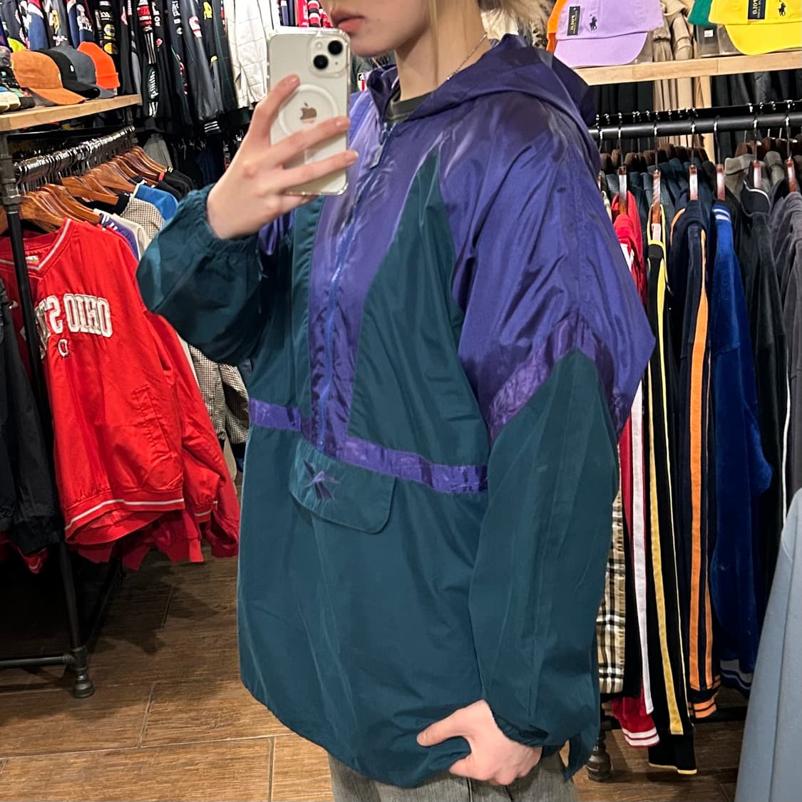 [HI] 리복 후드 아노락 퍼플&그린 상품이미지4