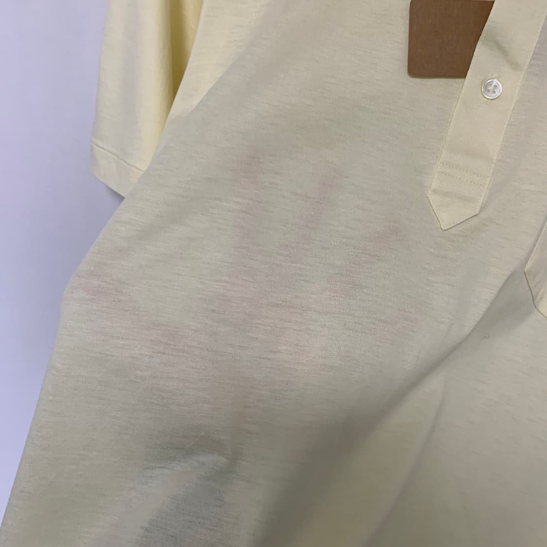버버리 빈티지 베이직 폴로 피케 반팔 티셔츠 남성 L 레몬 아이보리 상품이미지4