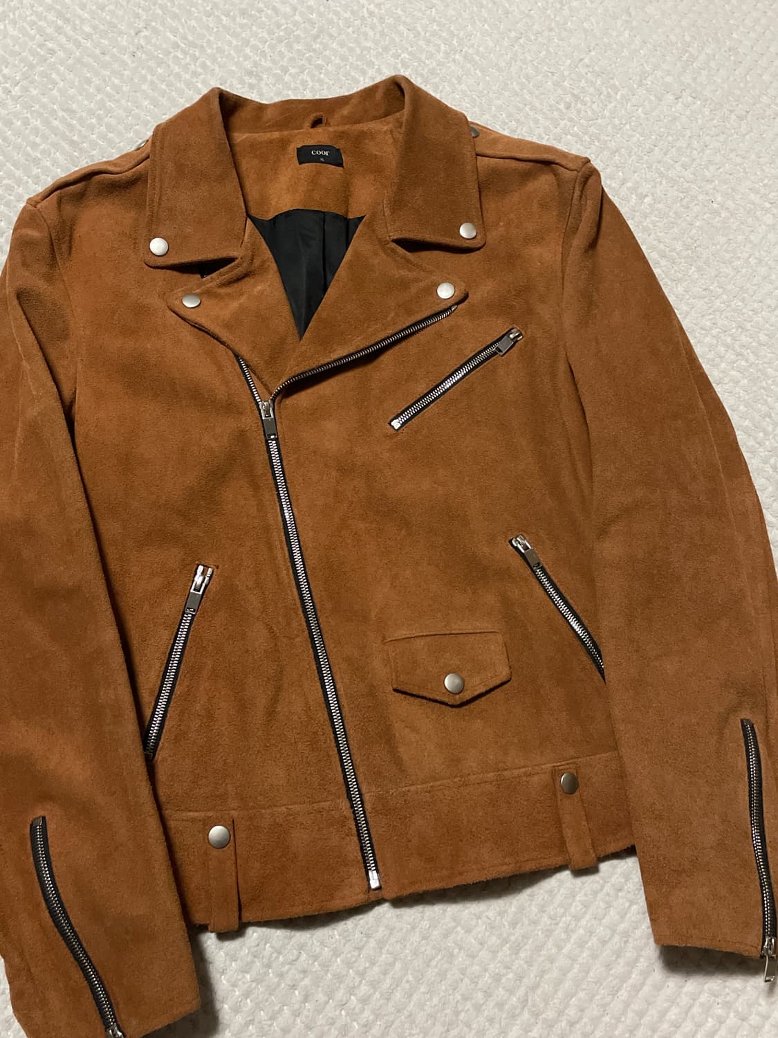 COOR 쿠어 웨스턴 무드 카우하이드 소가죽 스웨이드 레더 자켓 브라운 상품이미지6
