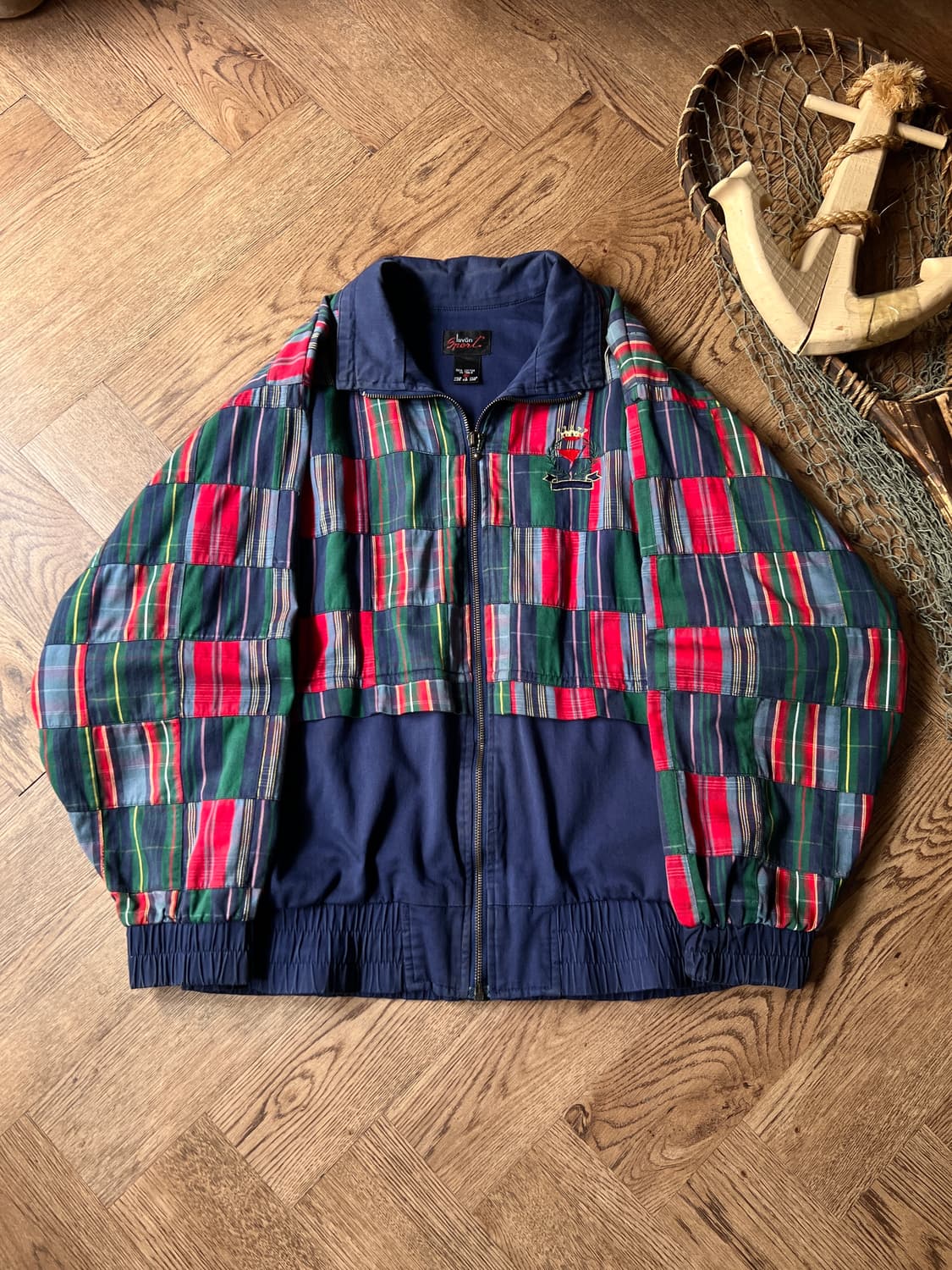 [S]90's 유럽 빈티지 패치워크 해링턴 자켓 상품이미지1