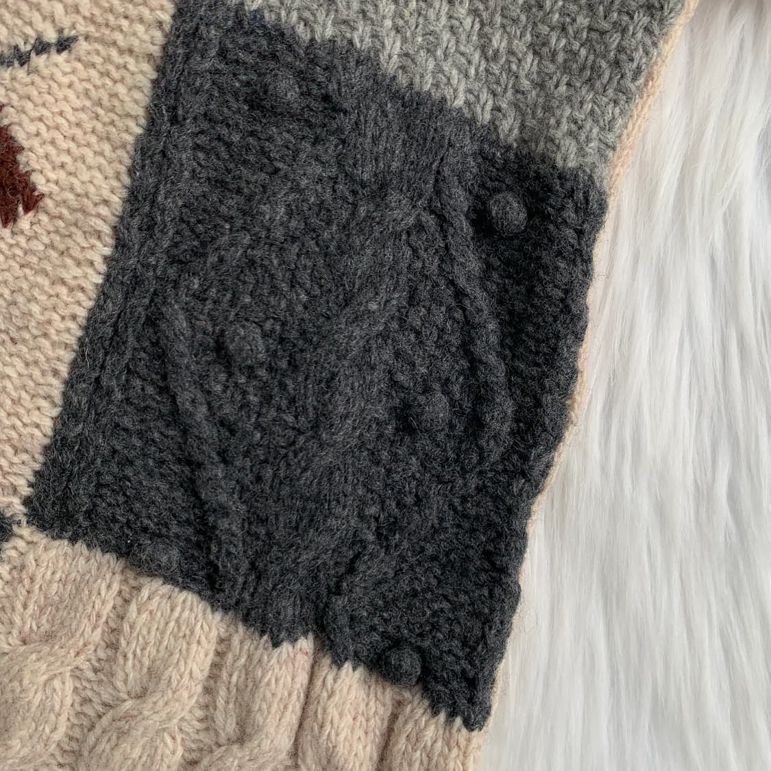 빈티지 bleuazur 패치워크 멀티 패턴 폴라 니트 1767 상품이미지6