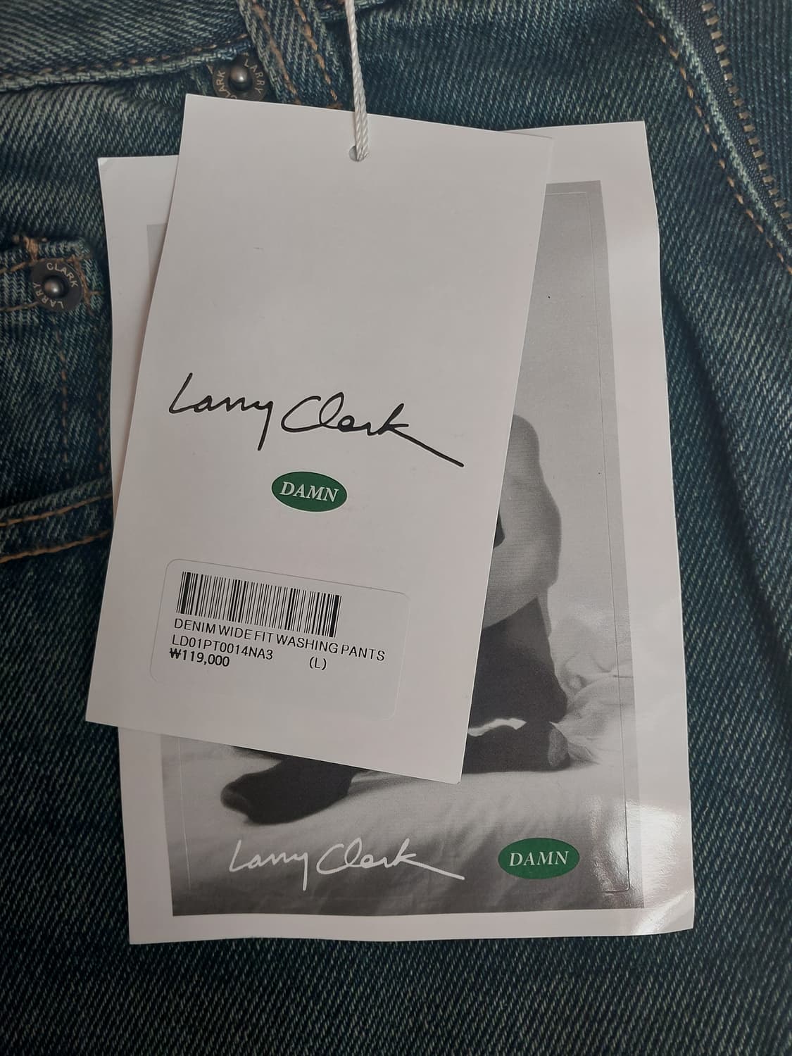 래리클락 Larry Clark  데님 와이드 핏 워시드 팬츠(새상품) 상품이미지3