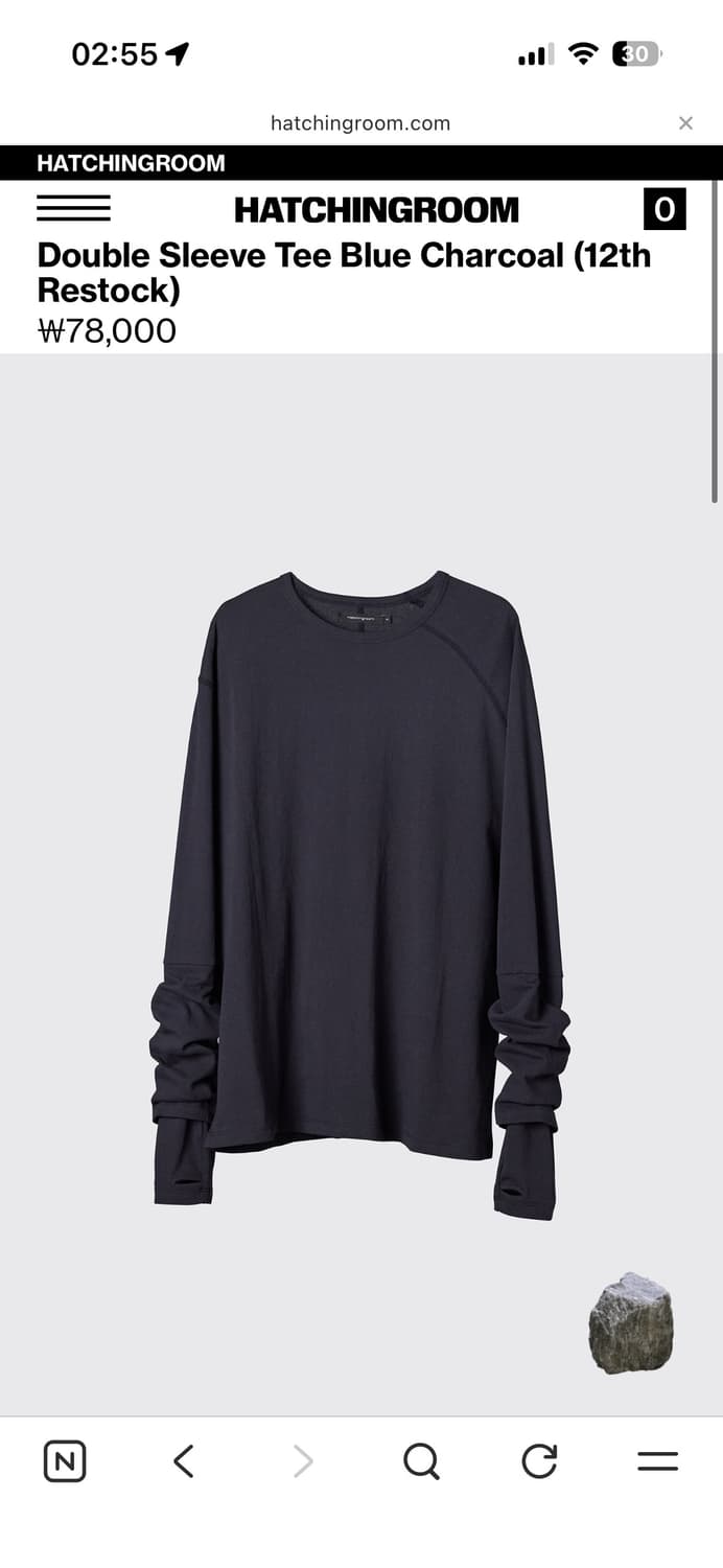 해칭룸 더블 롱슬리브 티셔츠 차콜 상품이미지1