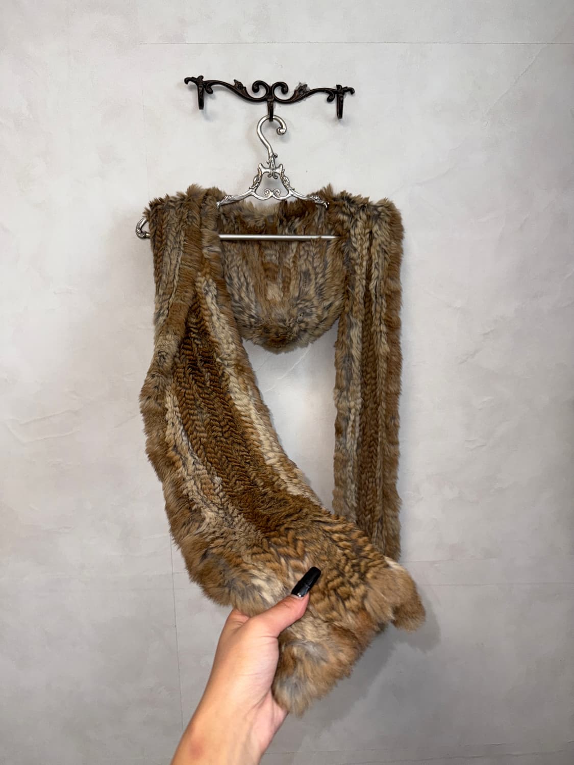 Valencia brown rabbit fur hood muffler 상품이미지2