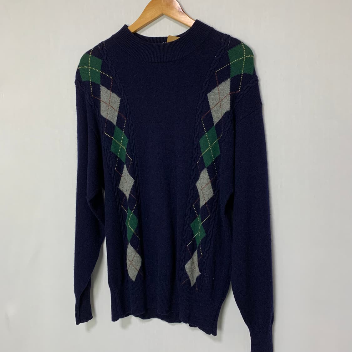 아가일 패턴 네이비 니트 스웨터 L 캐시미어 100 남성 빈티지 니트 상품이미지2