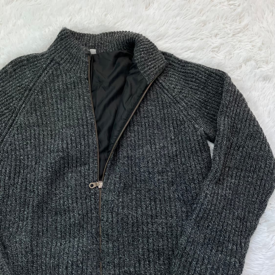 빈티지 차콜 니트 집업 756 y2k 스트릿 갸루 펑키 일본빈티지  상품이미지5