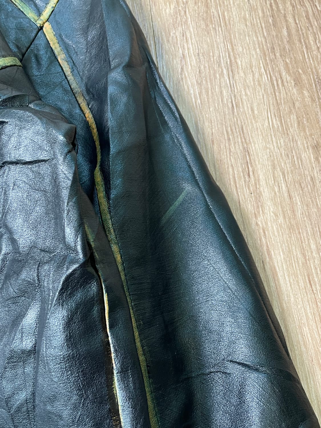 빈티지 옐로우 파이핑 페이크 레더 라이더 재킷 J03003 상품이미지8