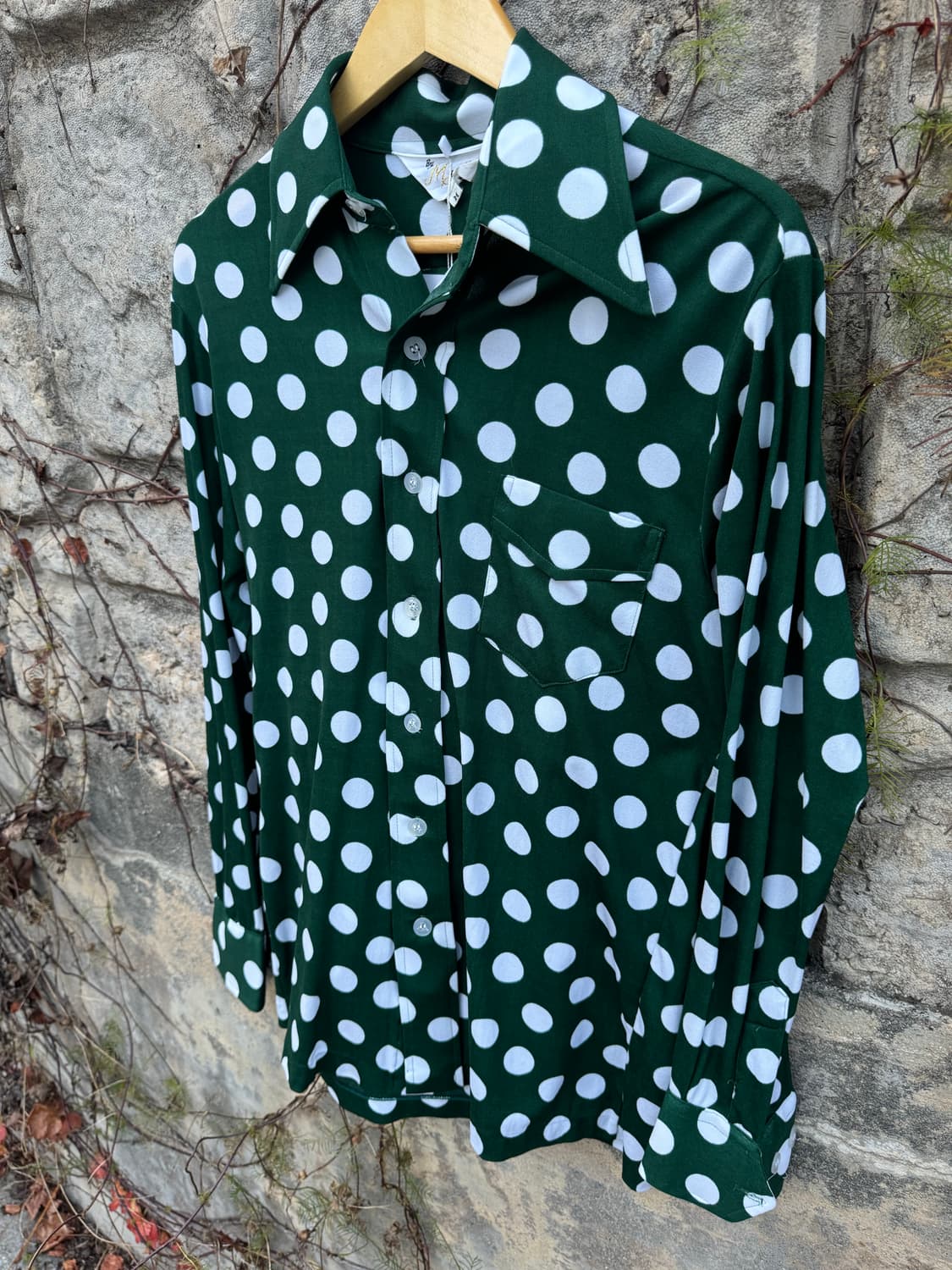 일본 빈티지 도트 무늬 나일론 셔츠 M 상품이미지3