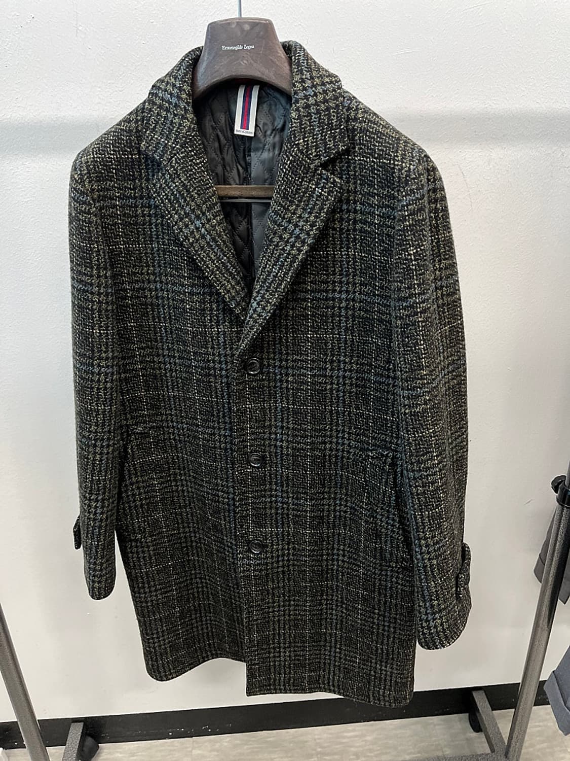 105) 헨리코튼 카키 체크 울코트  상품이미지3