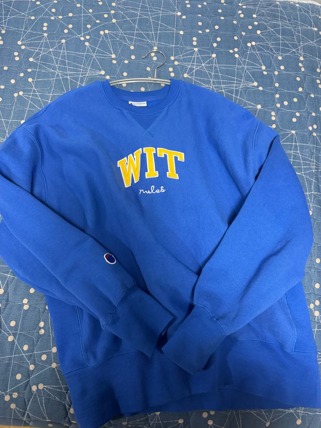 챔피온x빠더너스 리버스위브 WIT 로고스웨트셔츠 Blue 맨투맨 상품이미지3