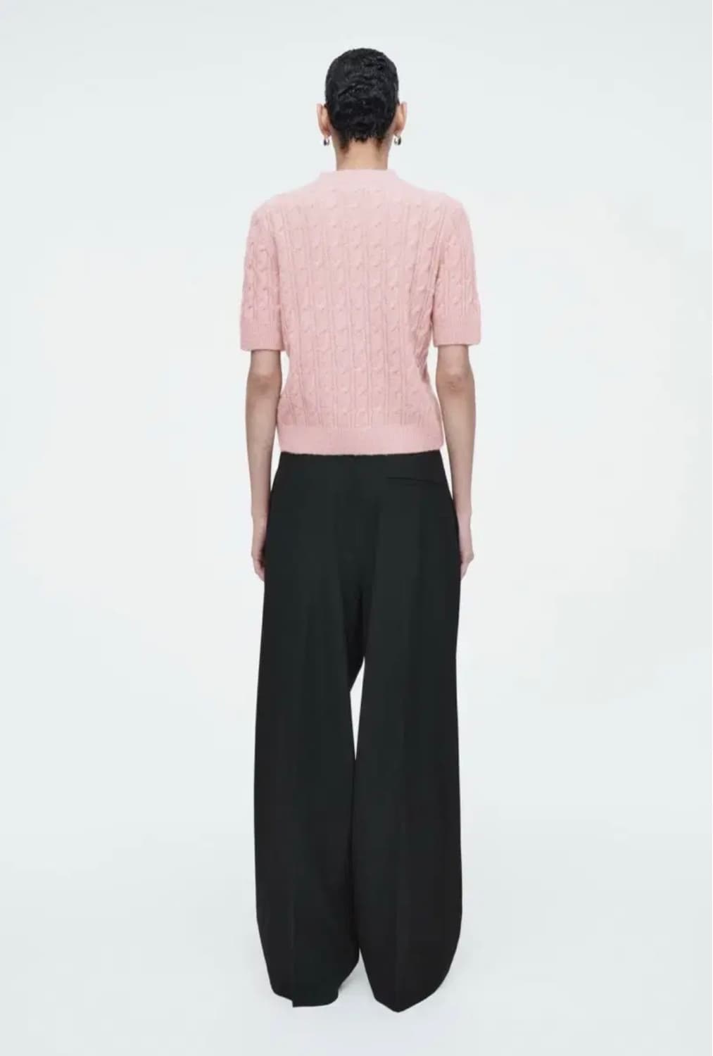 COS 반팔 케이블 니트(네이비) 상품이미지2