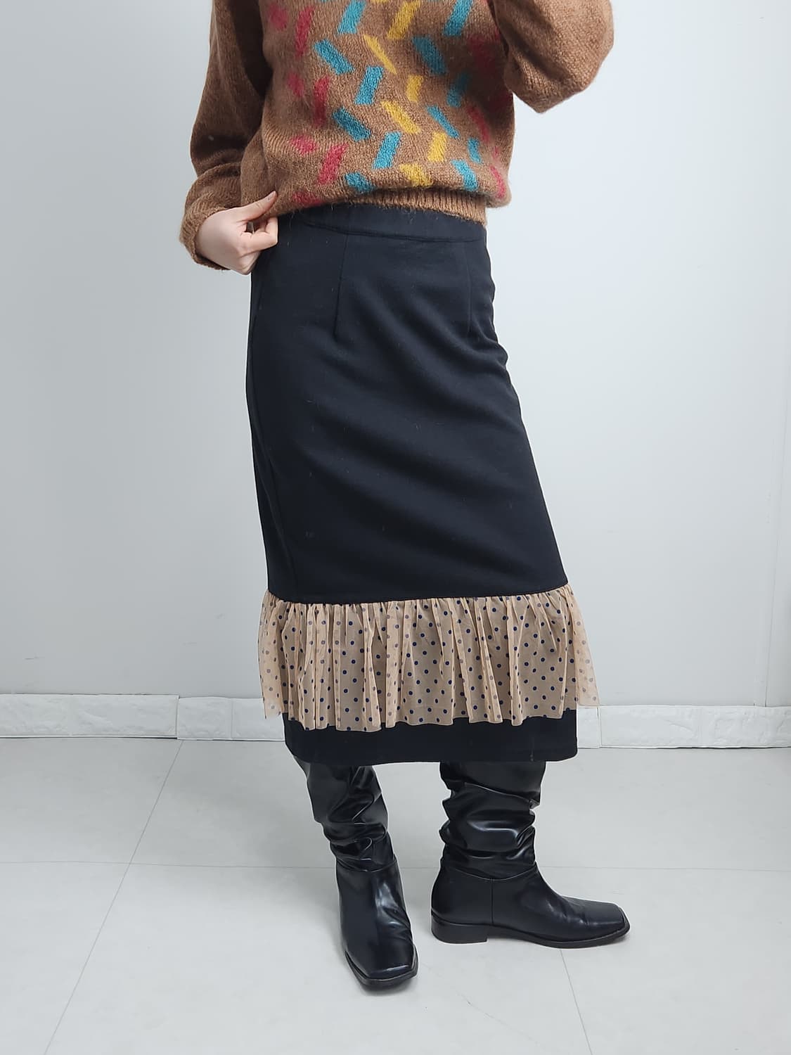 도트 샤 스커트 상품이미지5
