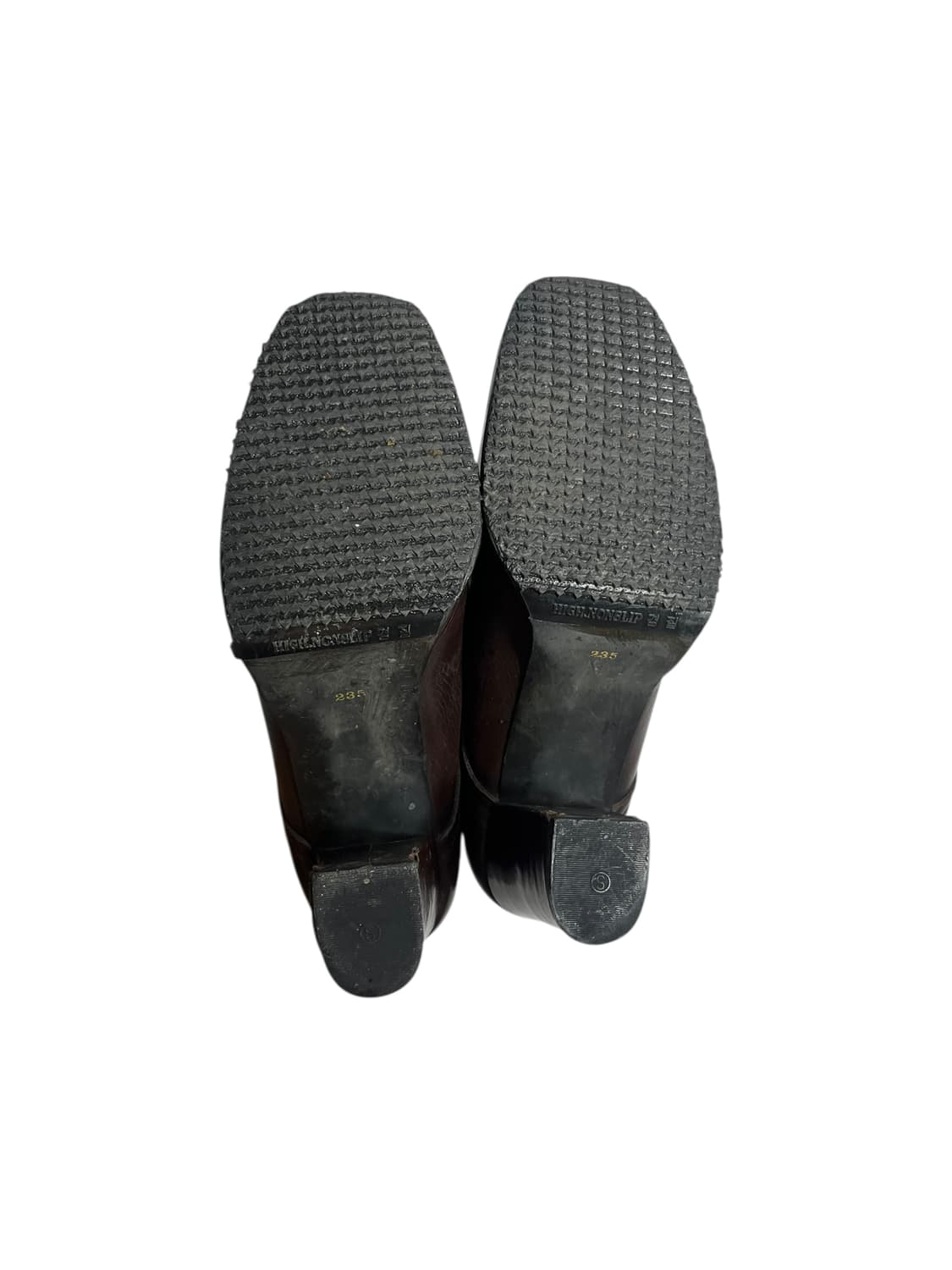 Vintage 브라운 레더 스퀘어토 힐 로퍼 235 상품이미지4