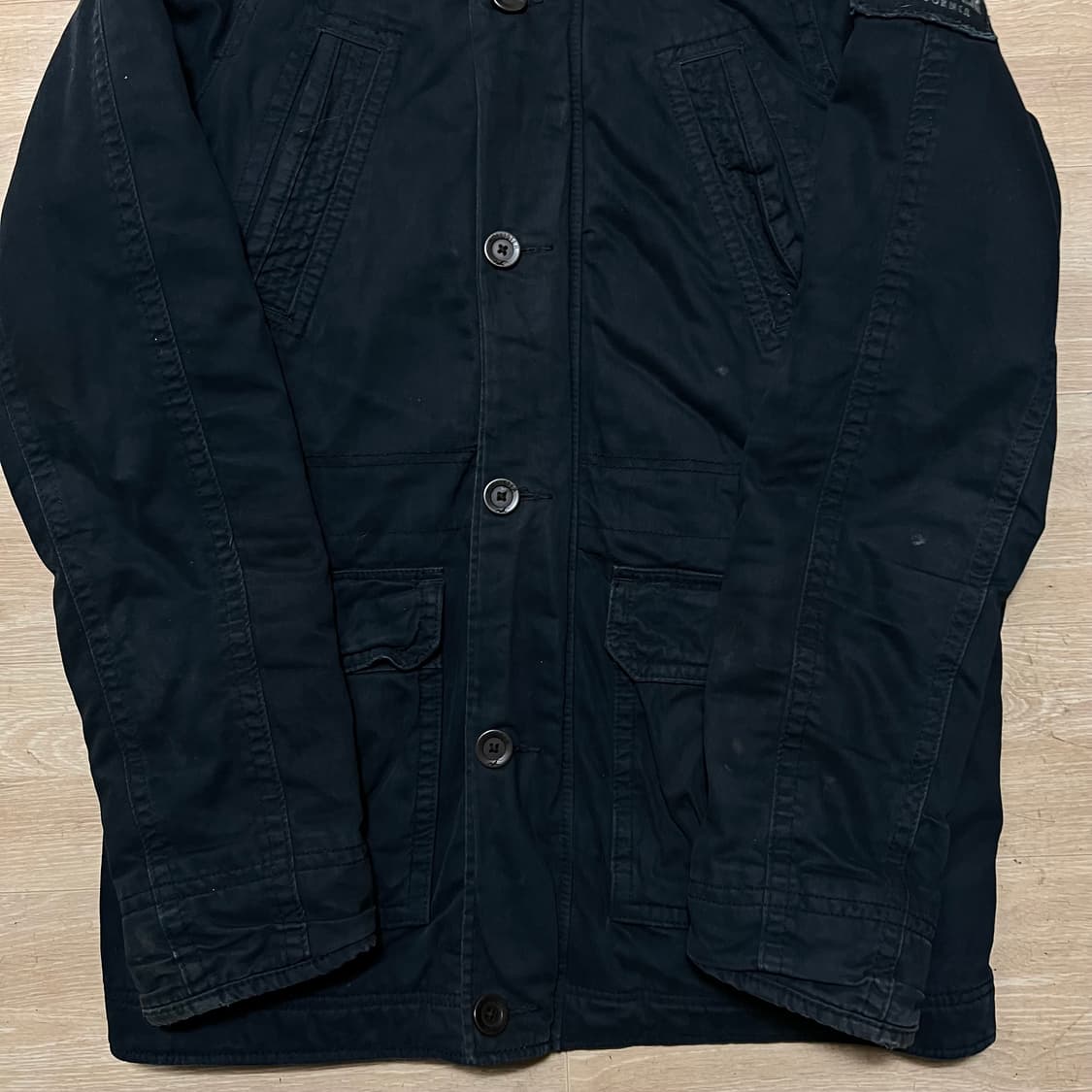 홀리스터 덕다운 퍼후드 롱 야상 패딩 점퍼 [다크 네이비] L/100 상품이미지3