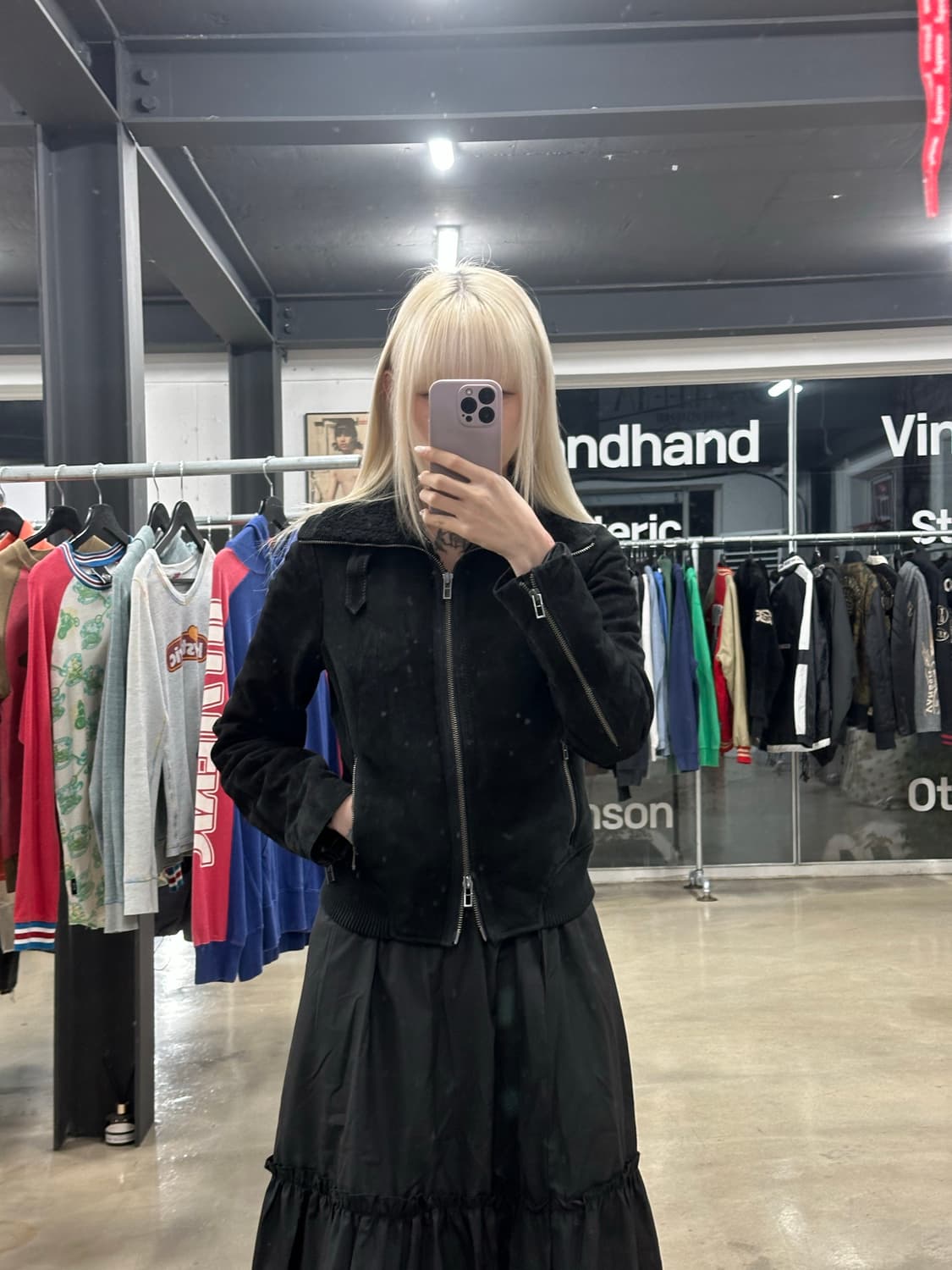 아르마니 익스체인지 스웨이드 투웨이 블랙 퍼 재킷 상품이미지1