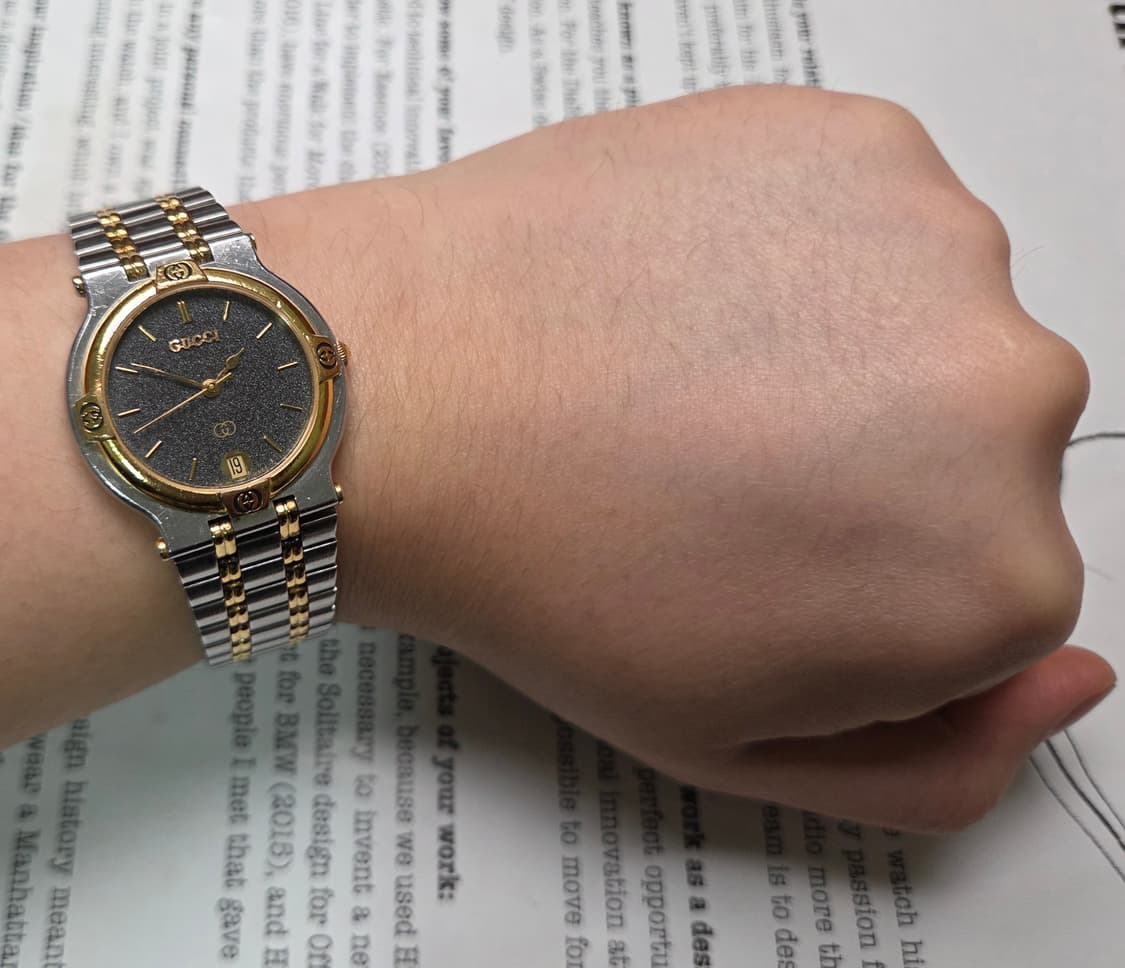 빈티지 구찌 클래식 9000m 스톤그레이 콤비 쿼츠 남성용 브레이슬릿 v 상품이미지10