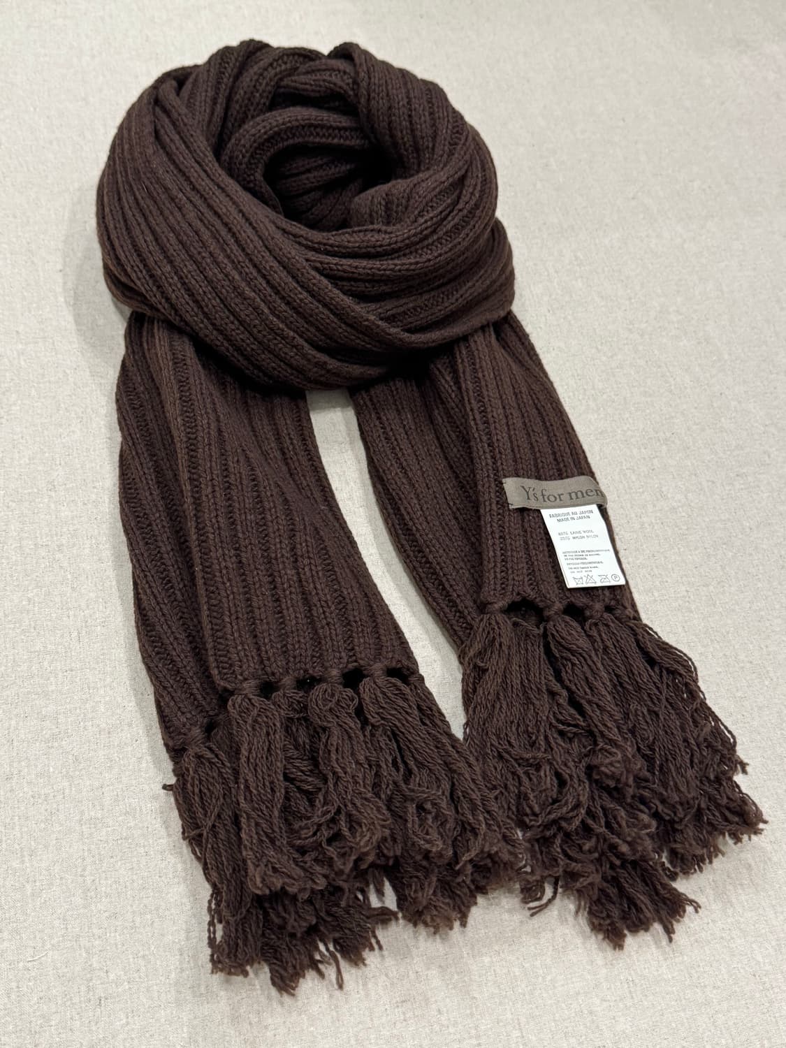 요지야마모토 00s 브라운 롱 머플러 상품이미지1