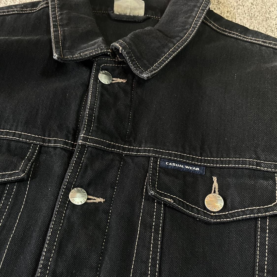 Vintage Camargue 스티치 블랙 데님 자켓 상품이미지2