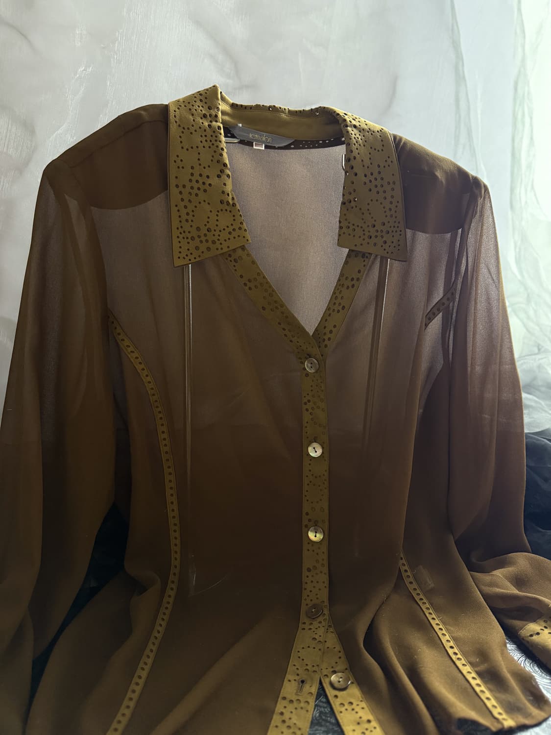 Suede Punching See-Through Shirt 0099 상품이미지4