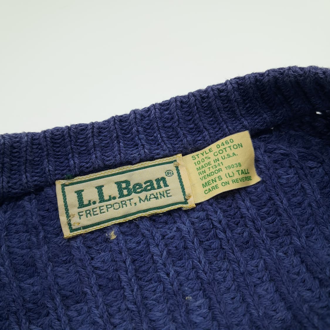 CN895 L 엘엘빈 80s USA 인디고 블루 긴팔 니트 스웨터 상품이미지5