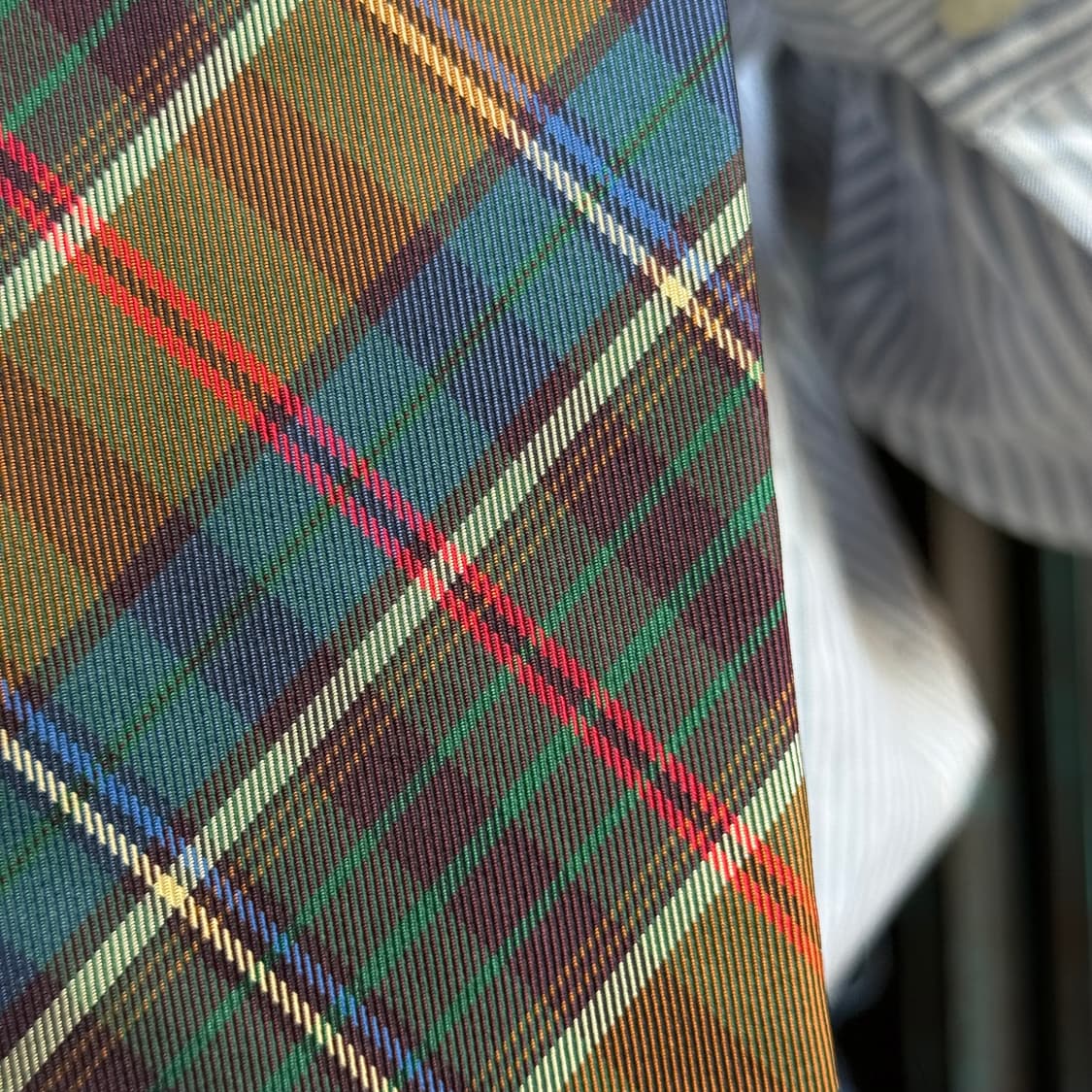 00‘s 폴로 랄프로렌 스트라이프 체크 패턴 실크타이 상품이미지9