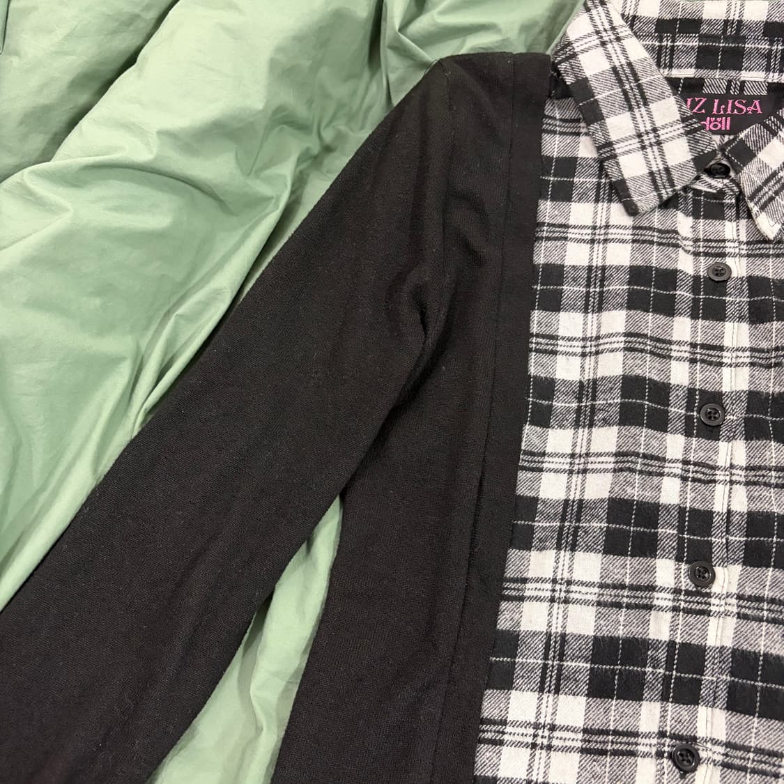 리즈리사 체크 셔츠 레이어드 티셔츠 갸루 상품이미지2