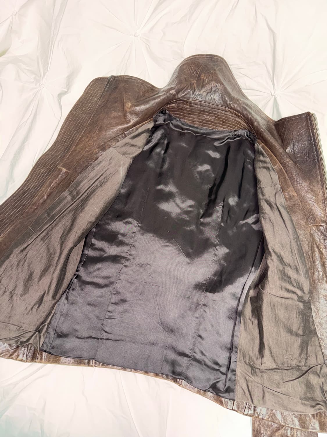 (XS) 릭오웬스 AW09 크러스트 비터 램스킨 레더 벨크로 지오 자켓 상품이미지3