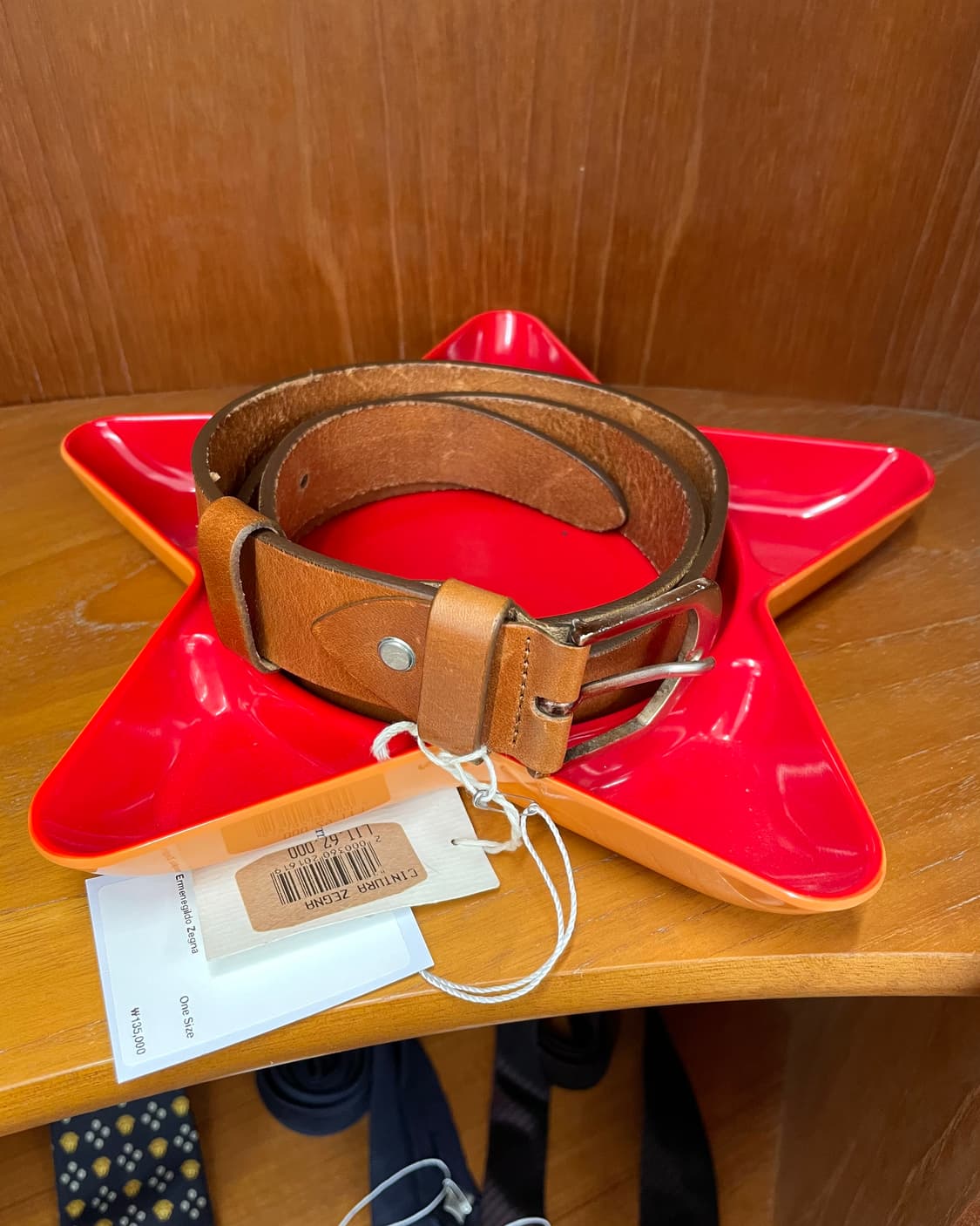 에르메네질도 제냐 브라운 레더 벨트 상품이미지1