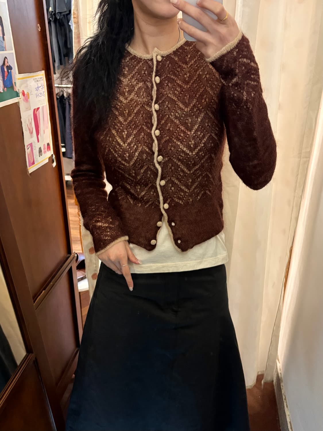 Japanese vintage brown hairy cardigan 상품이미지1