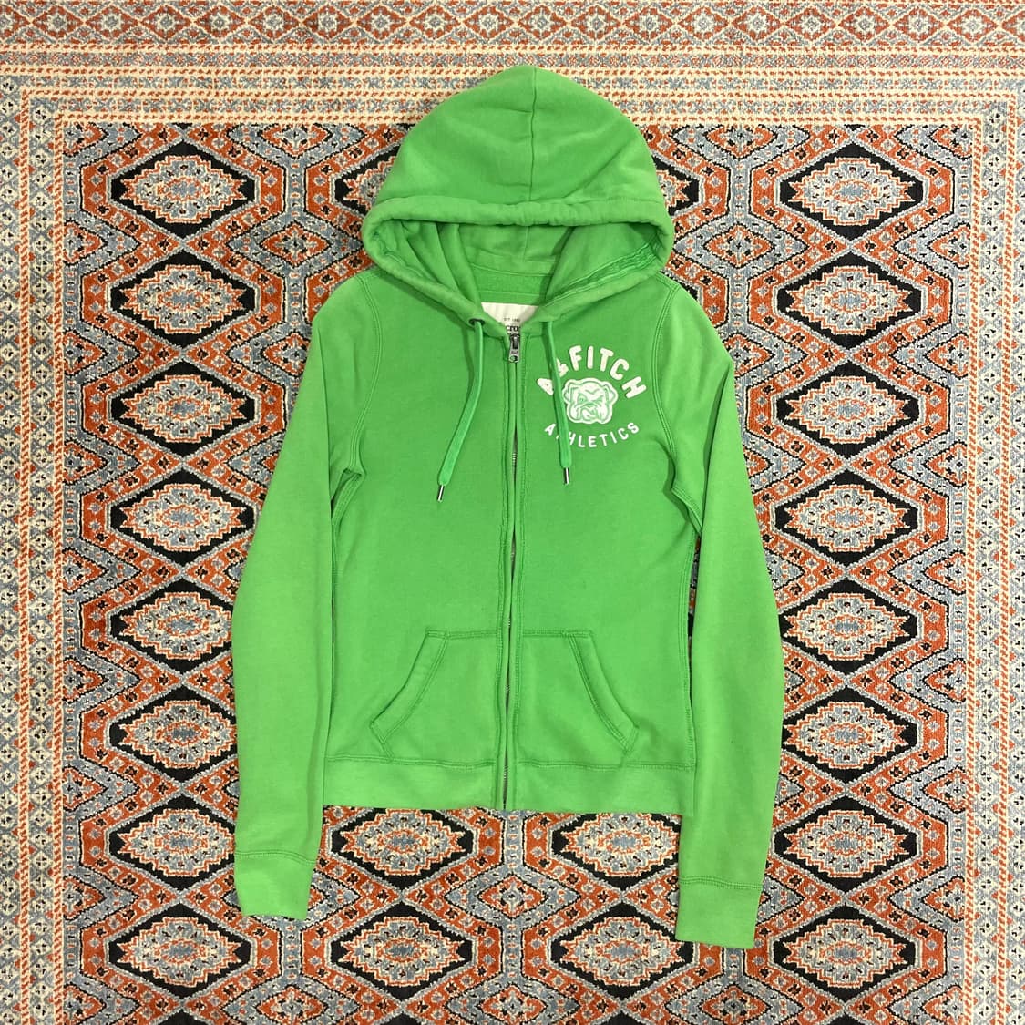 아베크롬비 연두 자수디테일 기모 집업 후드티셔츠 여성XS 상품이미지1