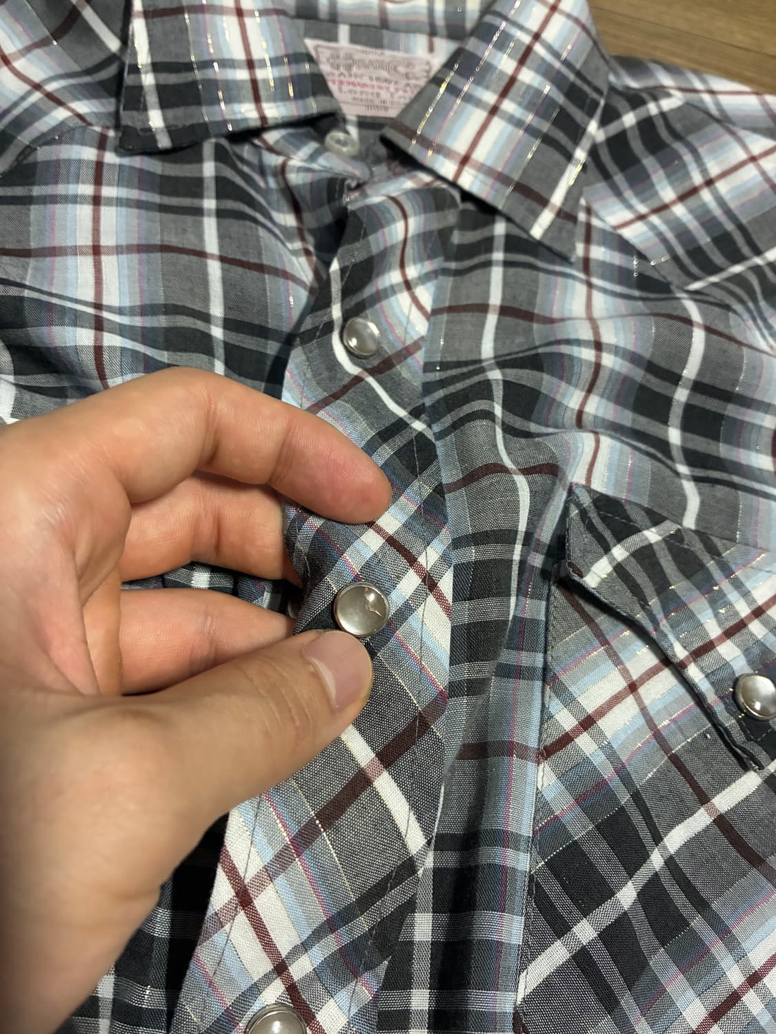 L) HbarC 에이치바씨 웨스턴 체크 여름 셔츠 made in usa 상품이미지2