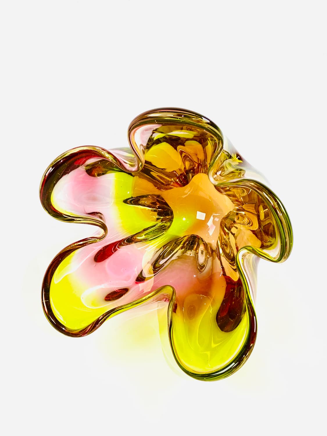 일본 빈티지 이와츠 아트글라스 멀티 컬러 화병 상품이미지2